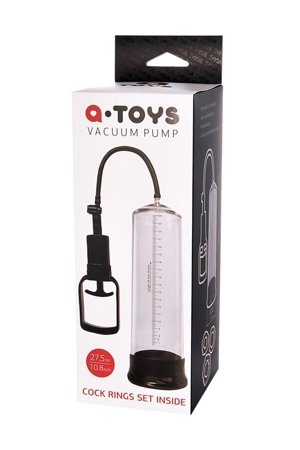 A-TOYS, Penis Pump, PVC, Transparent, 27.5 cm, 3 cock rings included